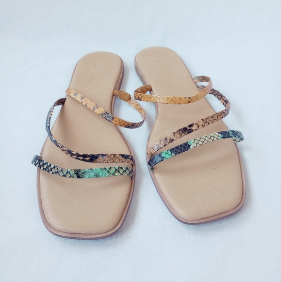 Madewell▪️Lyra Slide Sandal Snake Embossed Leather - Picture 3 of 5